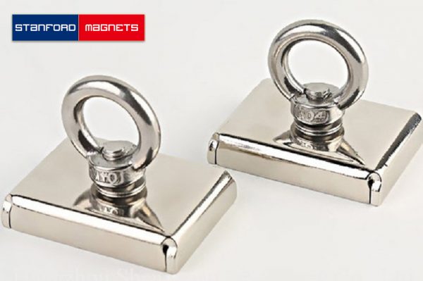 Square Neodymium Pot Magnets with Hanging Rings