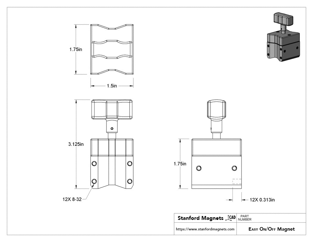 Easy On/Off Magnet with Threaded Hole