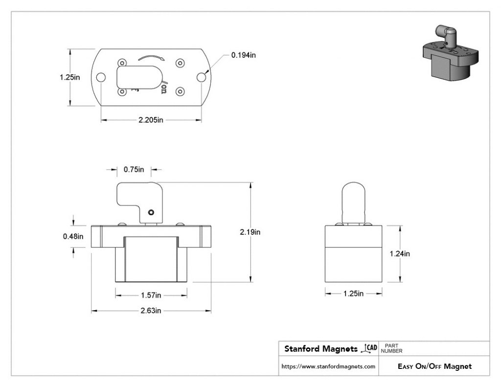 SMON3159 Easy On/Off Magnet with Mounting Flange Height 1 1/4 ...